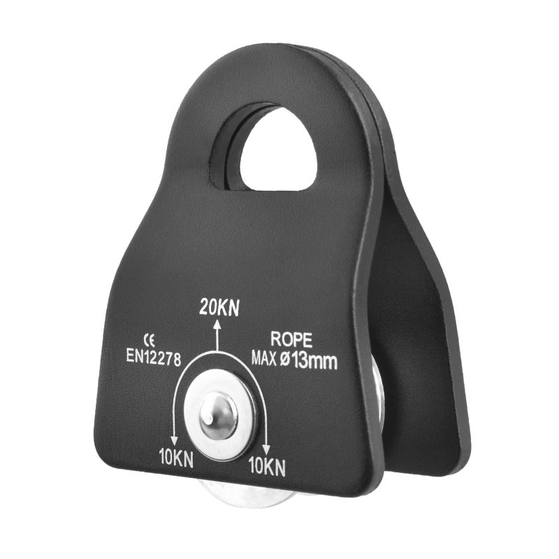 TRIWONDER 20kN Micro Climbing Pulley, Bearing Mobile Sheave Aluminum Fixed Eye Rock Rope Pulley for Rigging Lifting Hitch Tending (Black) - Image 1